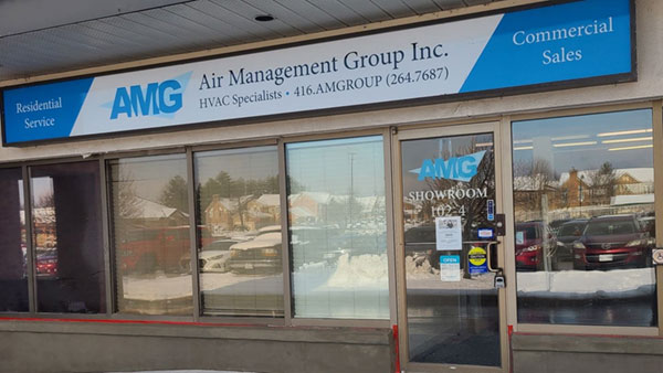 Storefront of AMG in downtown location.