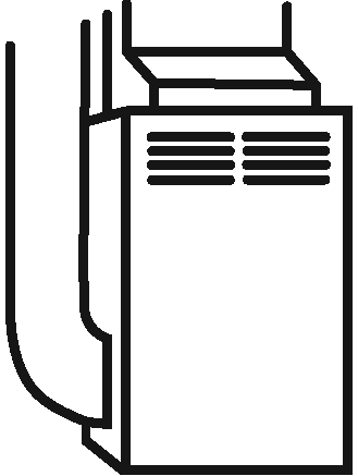 Line drawing icon of a furnace