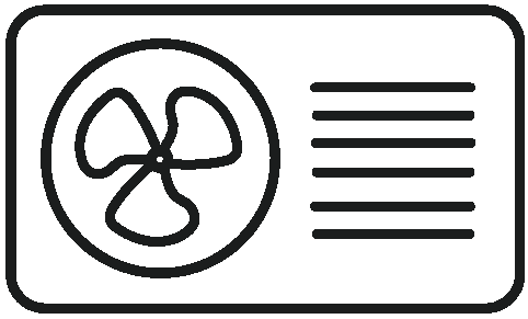 Line drawing icon of a heat pump