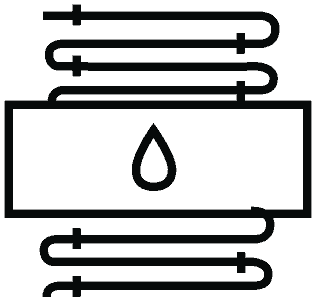 Line drawing icon of hydronic heating