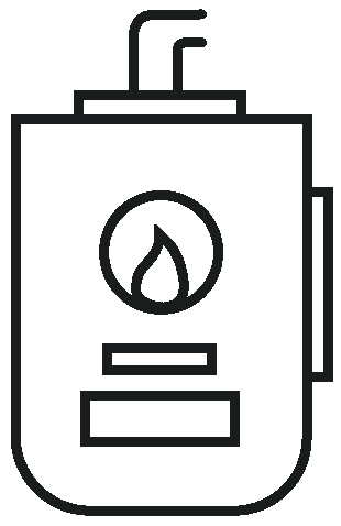 Line drawing icon of a water heater