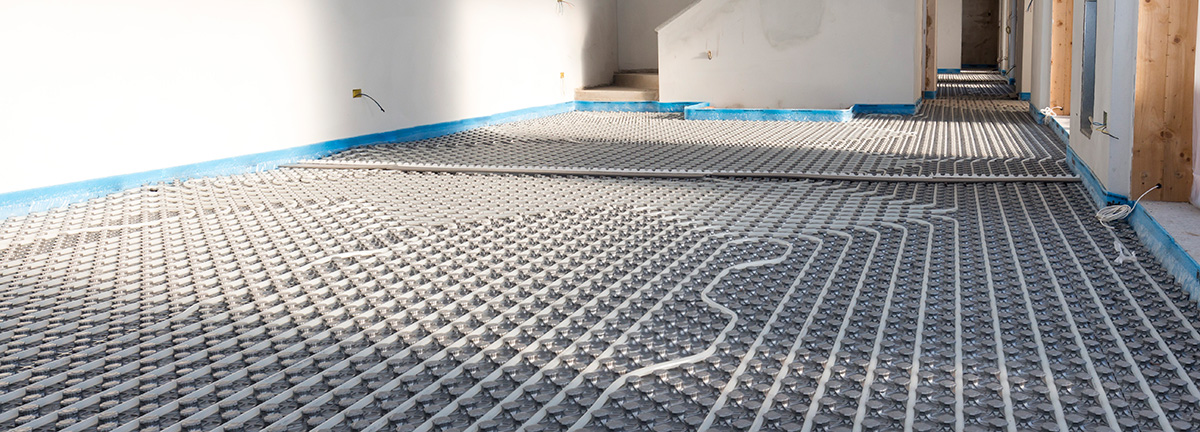 a view of an in floor heating system before the floors are installed on top.